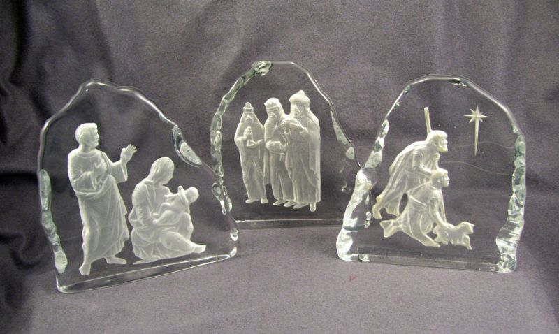 Appraisal: - Fostoria Holiday Crystal Sculptures Includes The Holy Family first