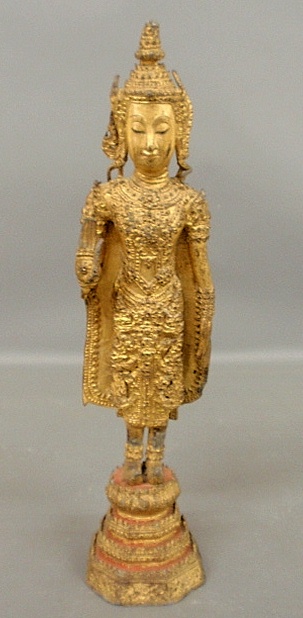 Appraisal: - Early gilded metal deity figure probably Tibetan h x