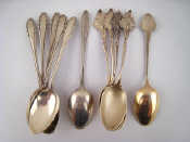 Appraisal: A set of six sterling silver dessert spoons Lyric pattern