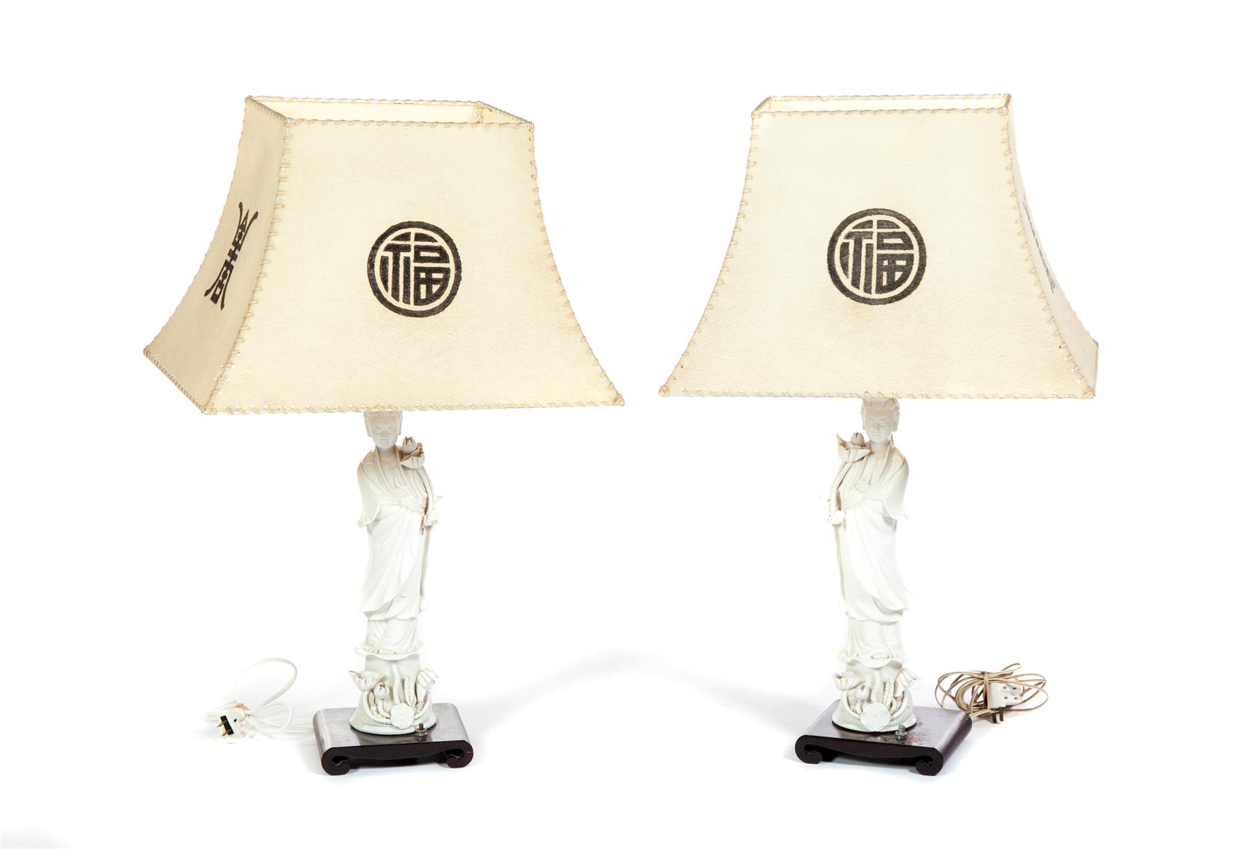 Appraisal: TWO CHINESE BLANC DE CHINE TABLE LAMPS Second half- th