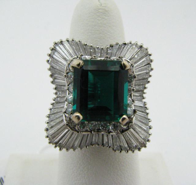 Appraisal: Platinum Ballerina Ring with approximately ct diamonds with Chatham center