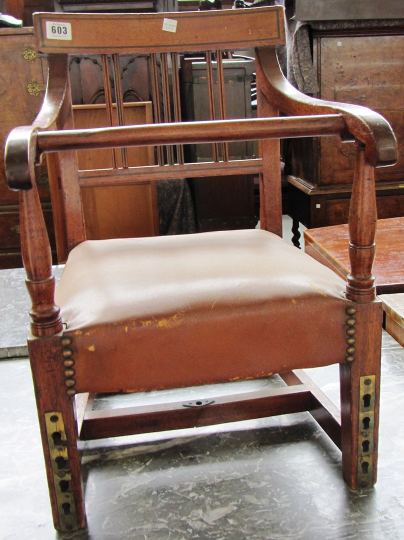 Appraisal: A th century mahogany framed child's chair on block supports