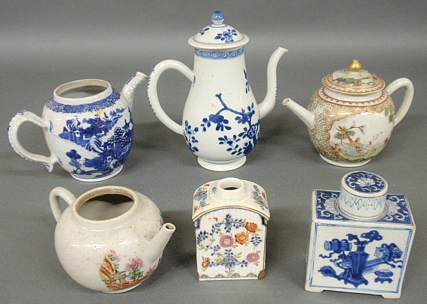 Appraisal: - Group of Chinese porcelain- teapots largest h coffeepot h