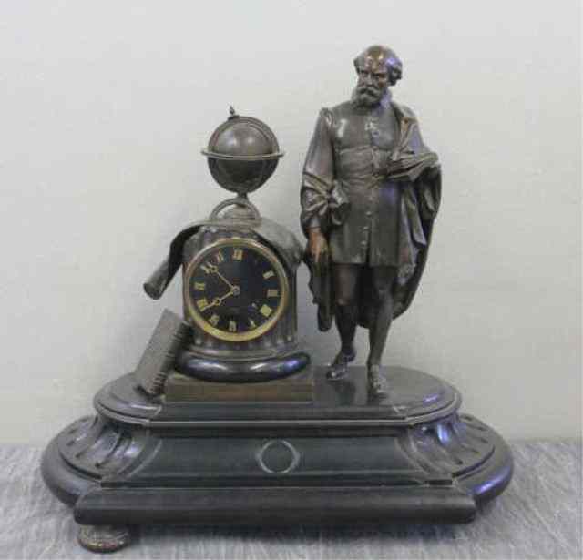 Appraisal: th Century French Bronze and Marble Mantel ClockSigned ''Laidet Paris''