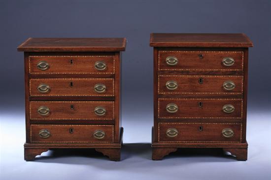 Appraisal: TWO ENGLISH GEORGE III STYLE FOUR DRAWER NIGHT STANDS late