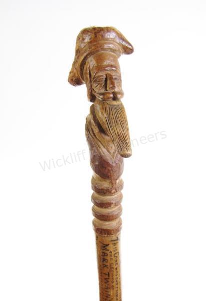 Appraisal: Mark Twain Folk Art Cane this cane was reportedly cut