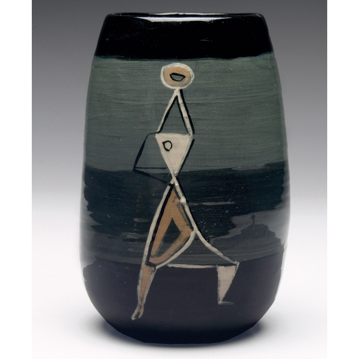 Appraisal: Early Polia Pillin vase horizontal bands of black and gray