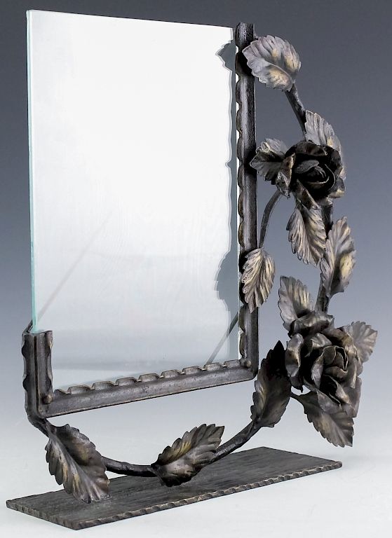 Appraisal: Bronze Arts Crafts Era Floral Rose Picture Frame Antique Arts