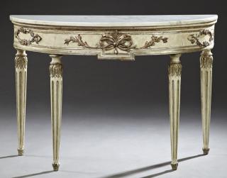 Appraisal: Louis XVI Style Polychrome Marble Top Console Tabl Louis XVI