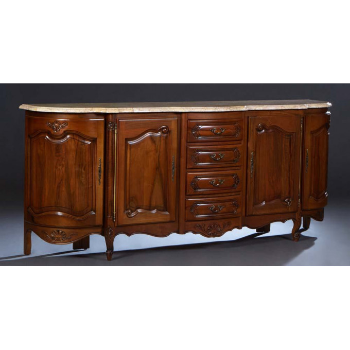 Appraisal: French Louis XV Style Carved Walnut Marble Top Sideboard th