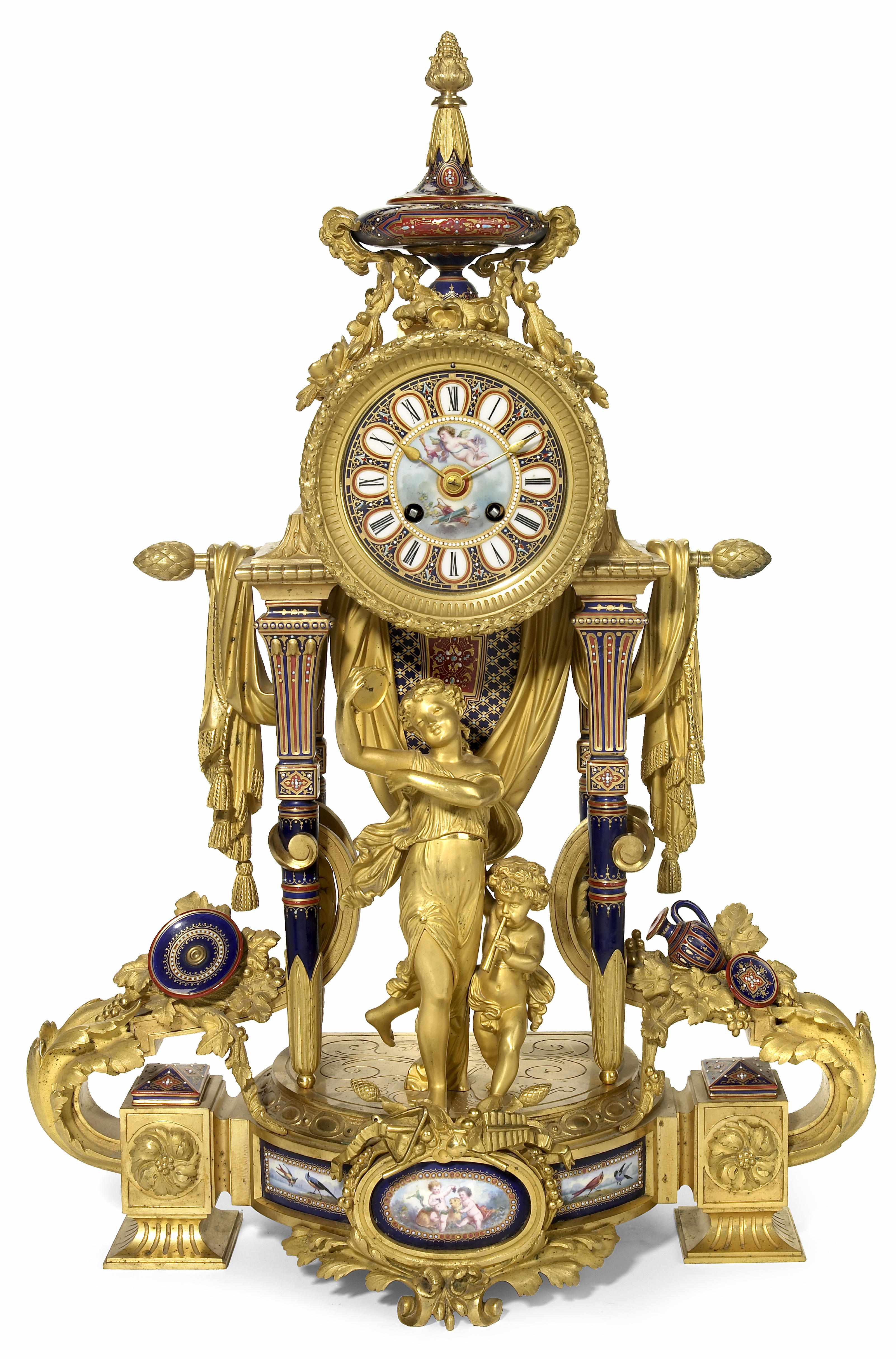 Appraisal: An unusual Louis XVI style gilt bronze and 'jeweled' porcelain