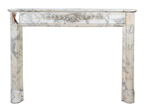 Appraisal: Sale Lot A Carved Marble Mantel having a ribbon-tied wreath