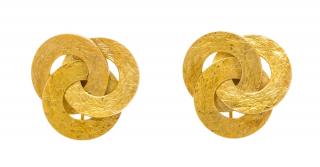 Appraisal: A Pair of Karat Yellow Gold Circlet Link Earclips dwts