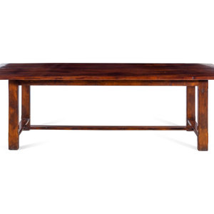 Appraisal: A Contemporary Walnut Trestle Table Height x length x depth