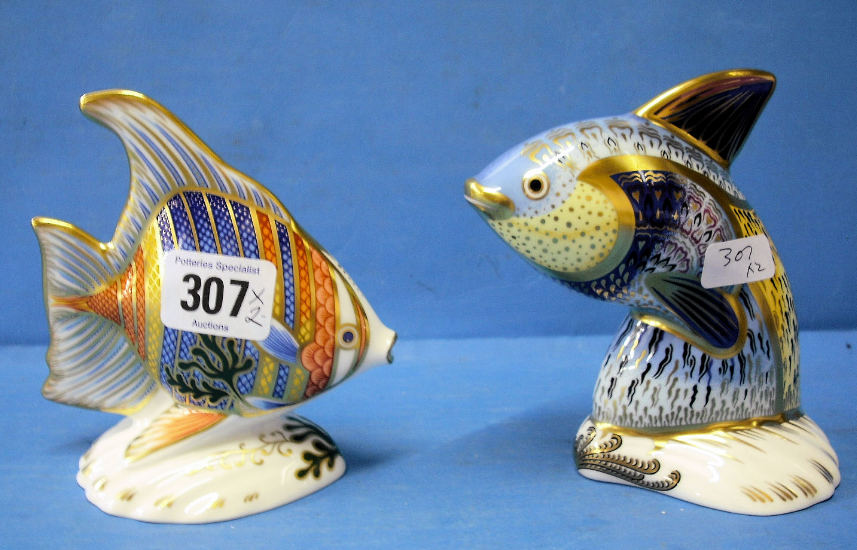 Appraisal: Royal Crown Derby Paperweights Pacific Angel and Guppy Fish both