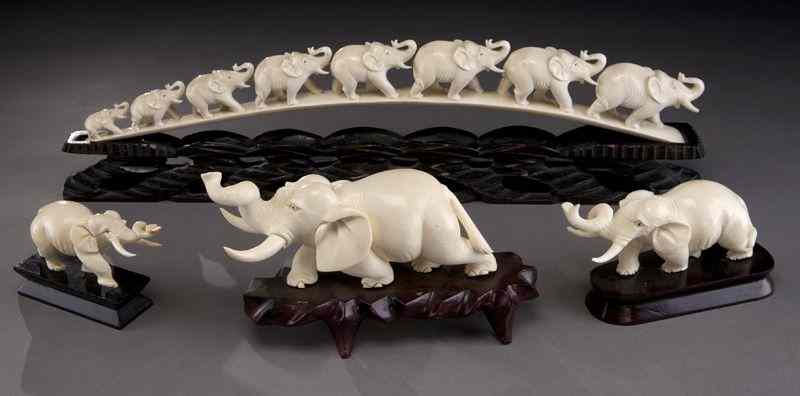 Appraisal: Chinese ivory carvings depicting elephants International buyers should note that