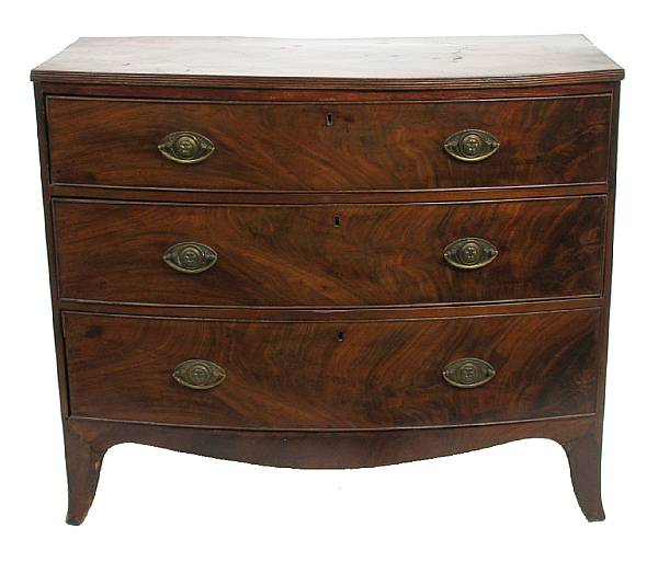 Appraisal: A George III mahogany bow front chest of drawers height