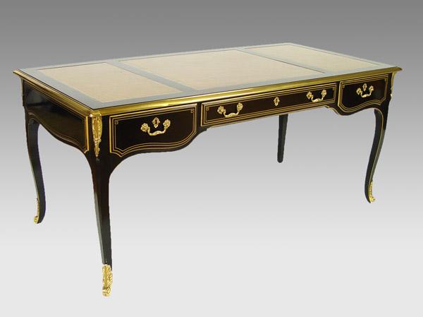 Appraisal: DREXEL FRENCH LACQUER EXECUTIVE DESK OUTLINED IN BRASS Leather top