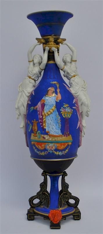 Appraisal: TALL HAND PAINTED PORCELAIN URN OLD PARIS A Tall Hand