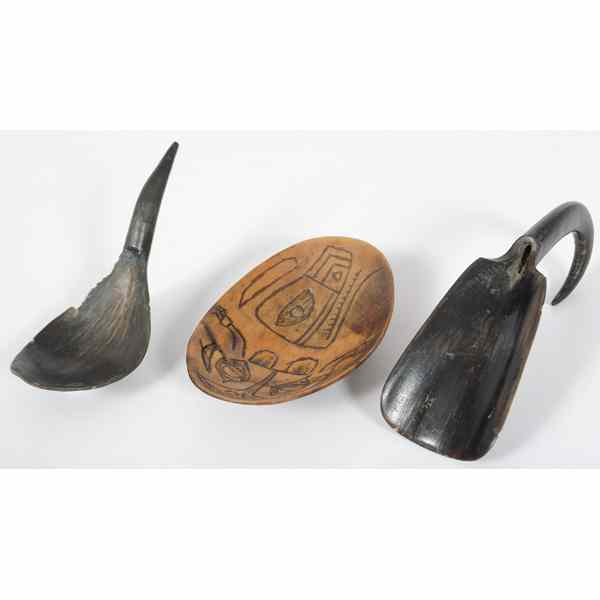 Appraisal: Horn Spoons and Carved Horn Bowl lot of including a