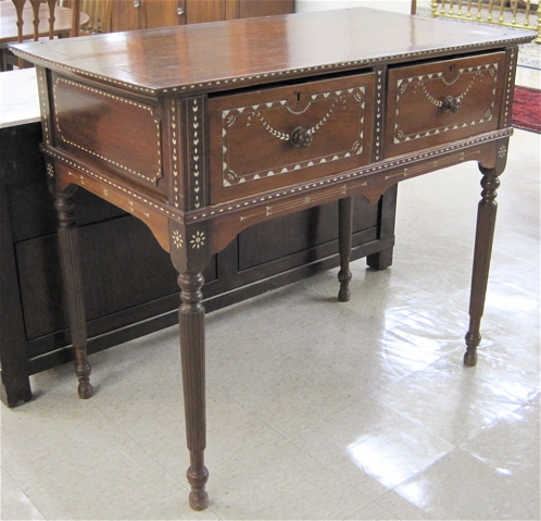 Appraisal: ANGLO-INDIAN INLAID MAHOGANY CONSOLE TABLE English Regency style th century