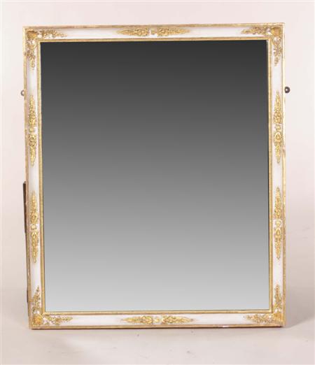 Appraisal: An Empire style white painted and parcel gilt wall mirror