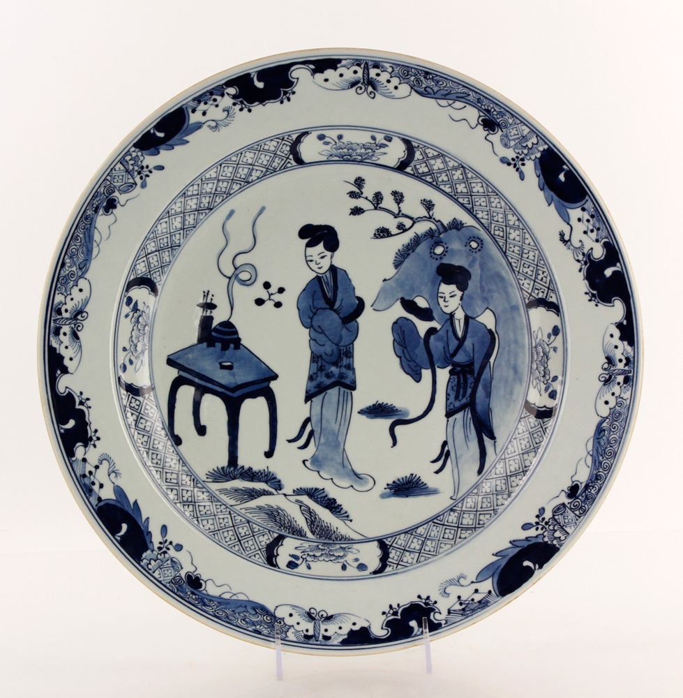 Appraisal: - Chinese Blue and White Export Porcelain Plate Blue and