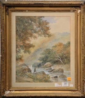 Appraisal: th th century watercolor on paper Fly Fishing a Stream