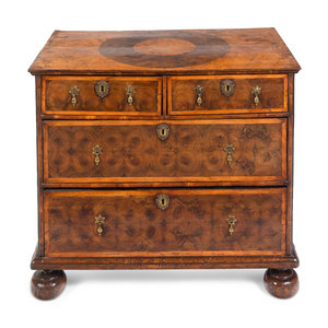 Appraisal: A William and Mary Oysterwood and Figured Walnut Chest of