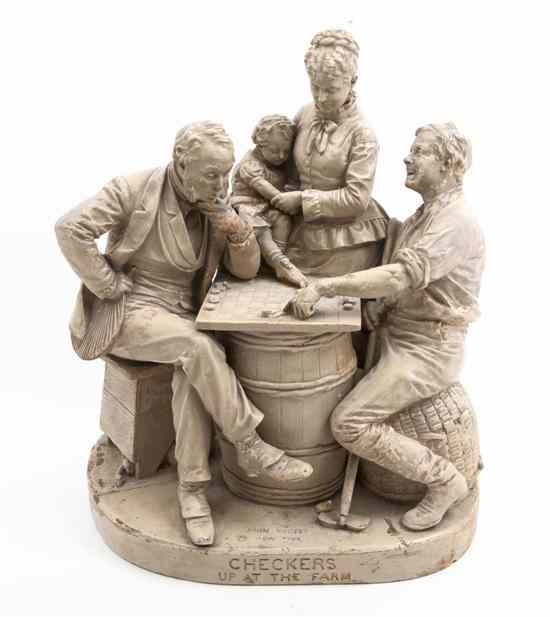 Appraisal: A John Rogers Figural Group Checkers Up at the Farm