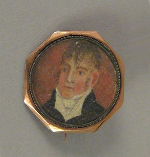 Appraisal: Miniature watercolor portrait of a gentleman early th c housed