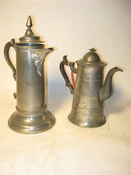 Appraisal: Two piece pewter flagon and coffeepotWith the coffeepot having a