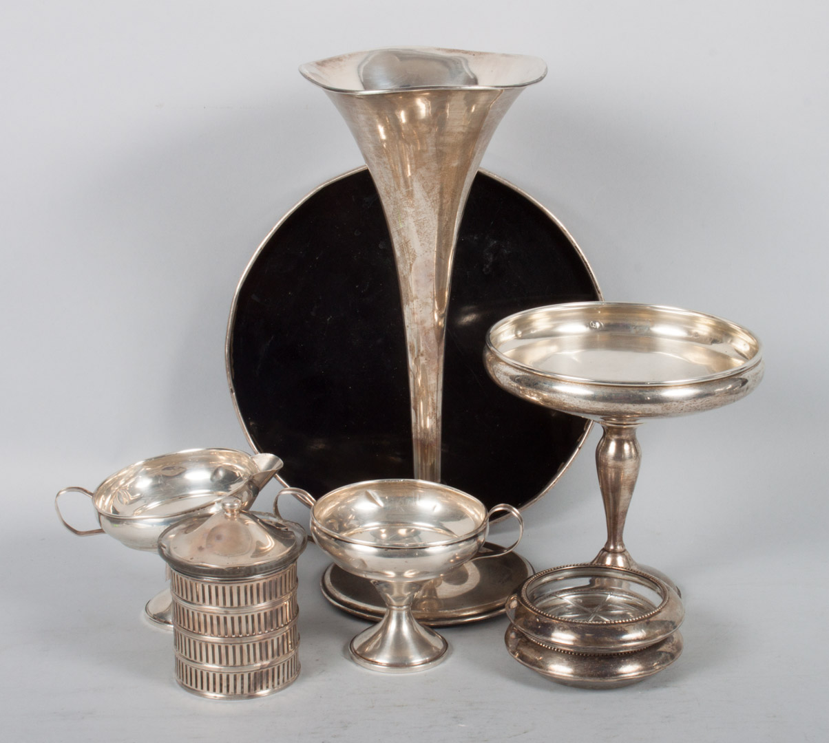 Appraisal: American weighted sterling silver table articles including Gorham silver rimmed