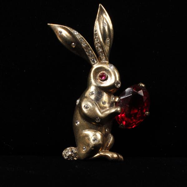 Appraisal: Trifari Sterling Vermeil Alfred Philippe Spangled Rabbit with Ruby Jewel