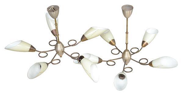 Appraisal: FOUR MID-CENTURY LIGHT FITTINGS c late s and two sconce