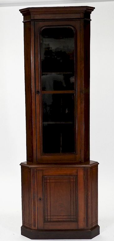 Appraisal: Victorian Black Walnut Single Door Corner Cabinet United States Circa