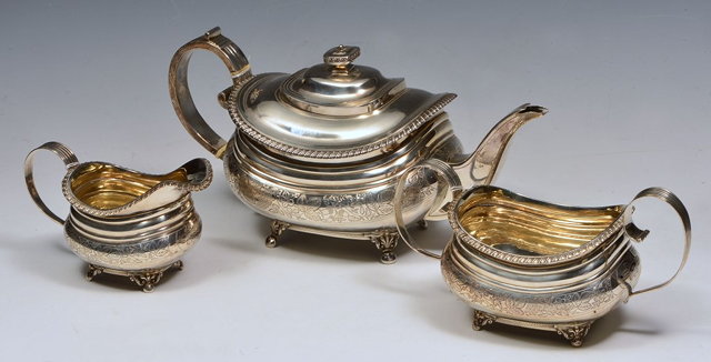 Appraisal: A VICTORIAN SILVER THREE PIECE TEA SET comprising a teapot