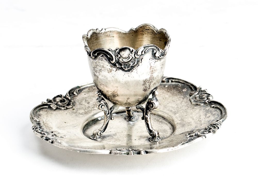 Appraisal: German Continental Silver Egg Holder German Continental silver egg holder