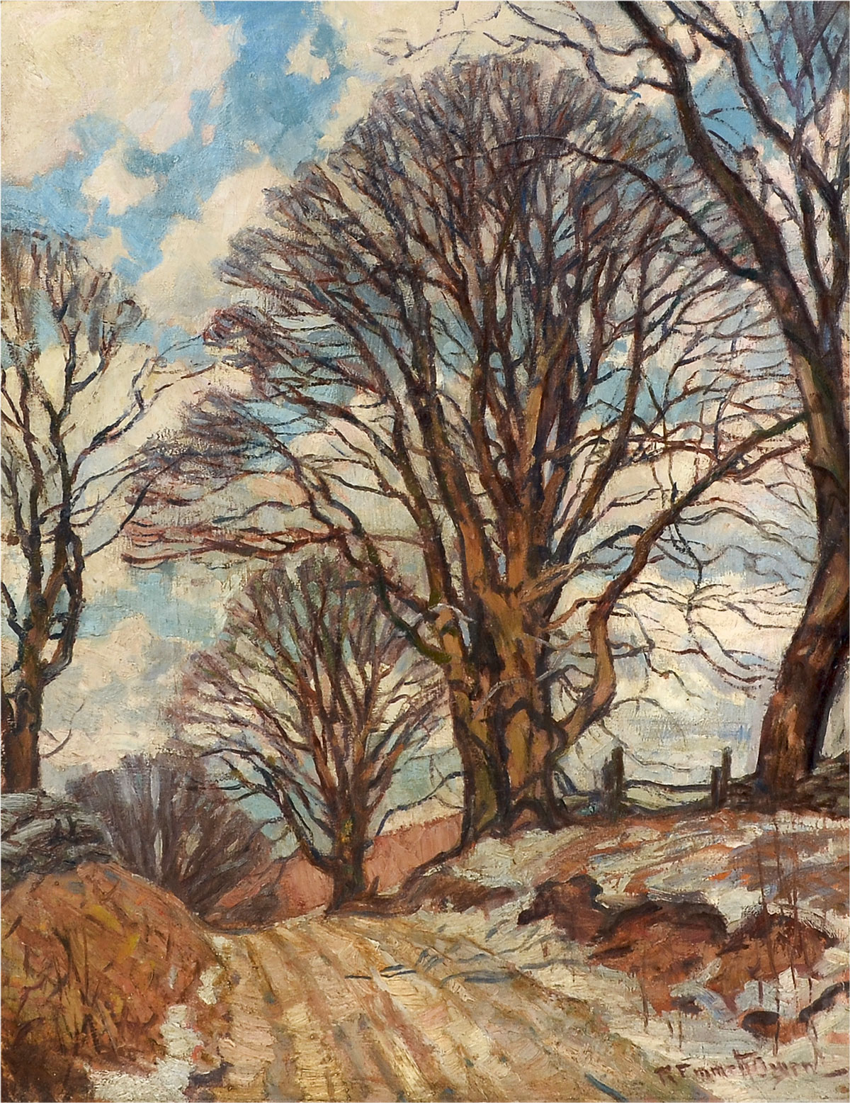 Appraisal: OWEN Robert Emmett - Early Spring Landscape with Dirt Road