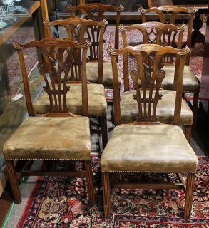 Appraisal: George III dining chairs George III dining chairs each having