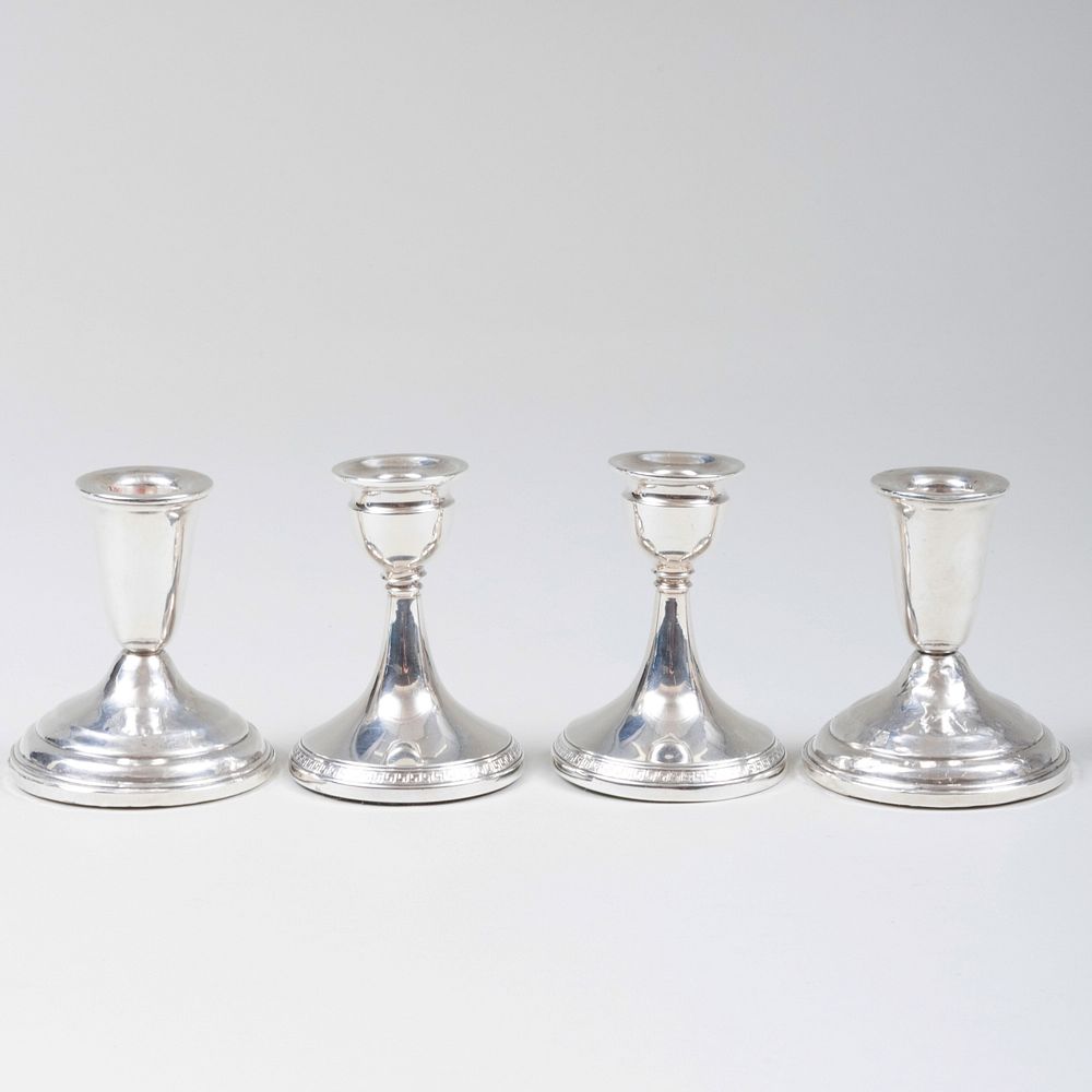 Appraisal: Pair of English Silver Candlesticks and a Pair of American