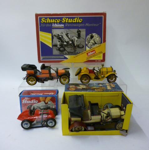 Appraisal: Five Schuco items comprising Studio racing car and equipment boxed