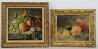 Appraisal: Two th C Oil on Canvas Still Lifes Peaches grapes