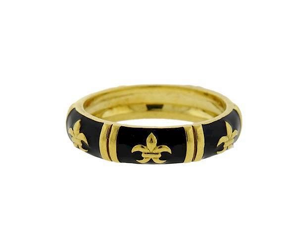 Appraisal: Hidalgo K Gold Black Enamel Band Ring METAL K Gold