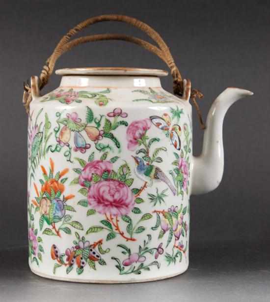 Appraisal: Chinese Export Famille Rose porcelain drum-form teapot second half- th