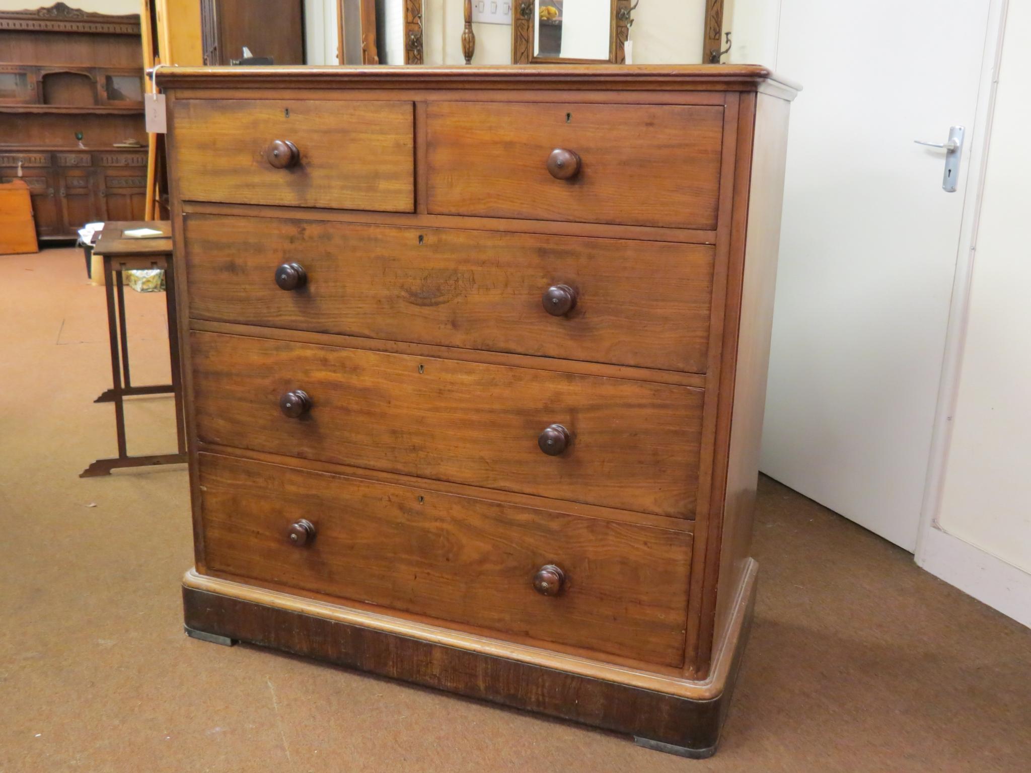 Appraisal: A Victorian mahogany bedroom chest two short and three long