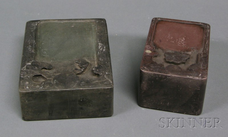 Appraisal: Two Inkstones China th century rectangular form Song Hua stone