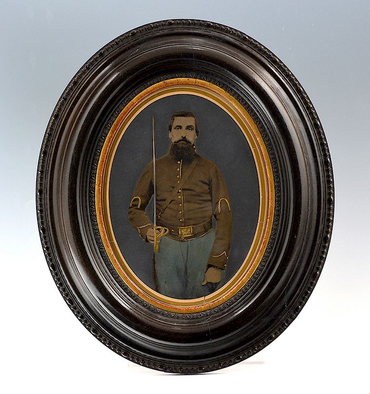 Appraisal: Civil War painted whole plate tintype Confed soldier Civil War