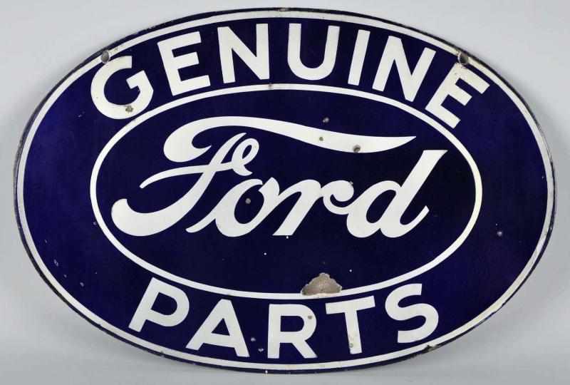 Appraisal: Porcelain -Sided Ford Genuine Parts Sign Description s Sidewalk sign