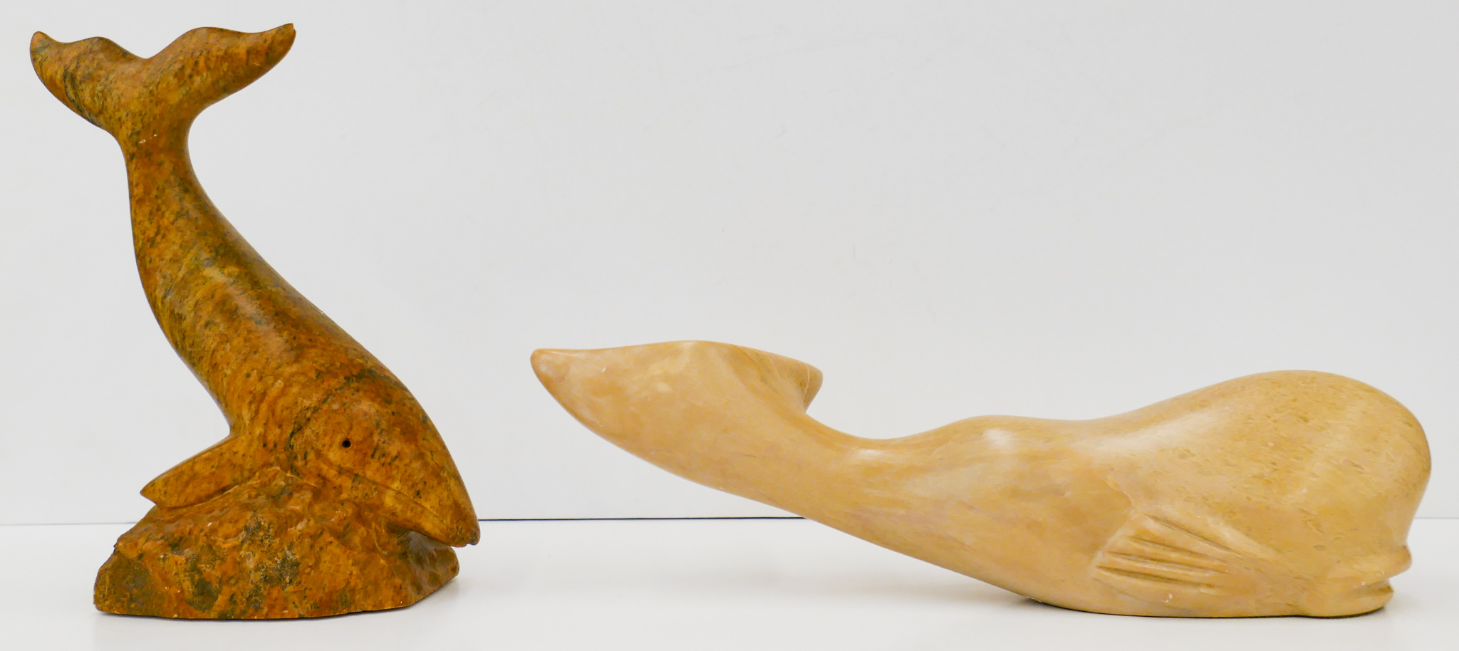 Appraisal: pc Stone Whale Carvings '' and '' - Limac etc